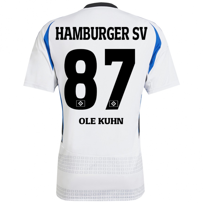 Kinder Niklas Ole Kühn #87 Weiß Blau Heimtrikot Trikot 2024/25 T-Shirt Schweiz