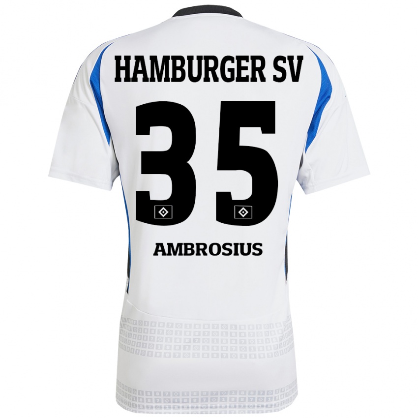 Kinder Stephan Ambrosius #35 Weiß Blau Heimtrikot Trikot 2024/25 T-Shirt Schweiz