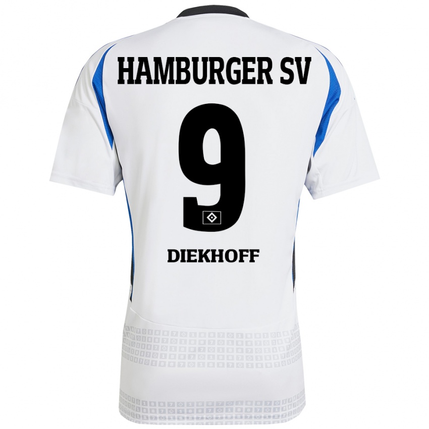 Kinder Henrike Diekhoff #9 Weiß Blau Heimtrikot Trikot 2024/25 T-Shirt Schweiz