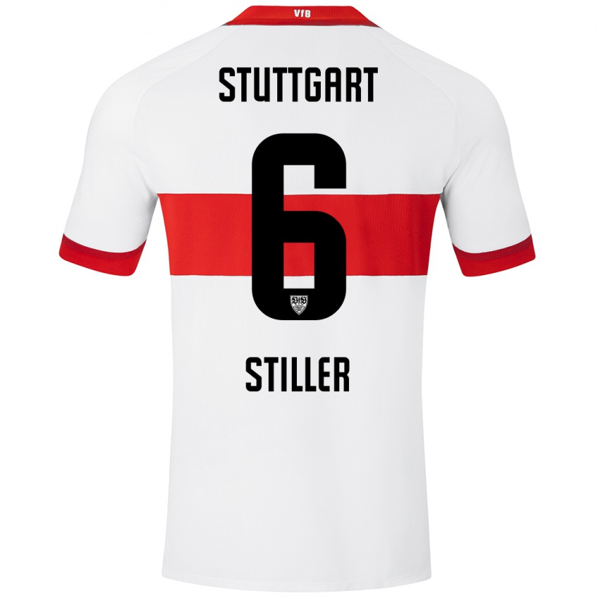 Kinder Angelo Stiller #6 Weiß Rot Heimtrikot Trikot 2024/25 T-Shirt Schweiz