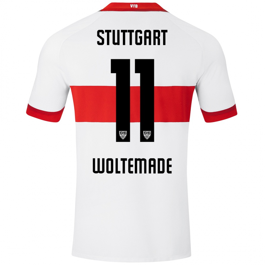 Kinder Nick Woltemade #11 Weiß Rot Heimtrikot Trikot 2024/25 T-Shirt Schweiz