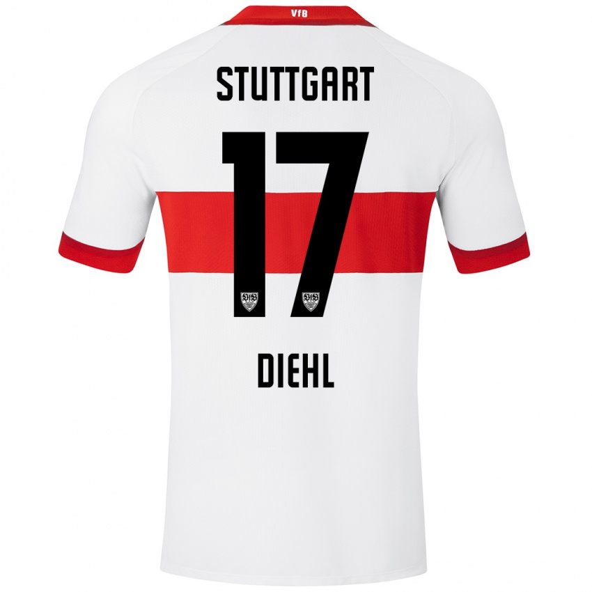 Kinder Justin Diehl #17 Weiß Rot Heimtrikot Trikot 2024/25 T-Shirt Schweiz