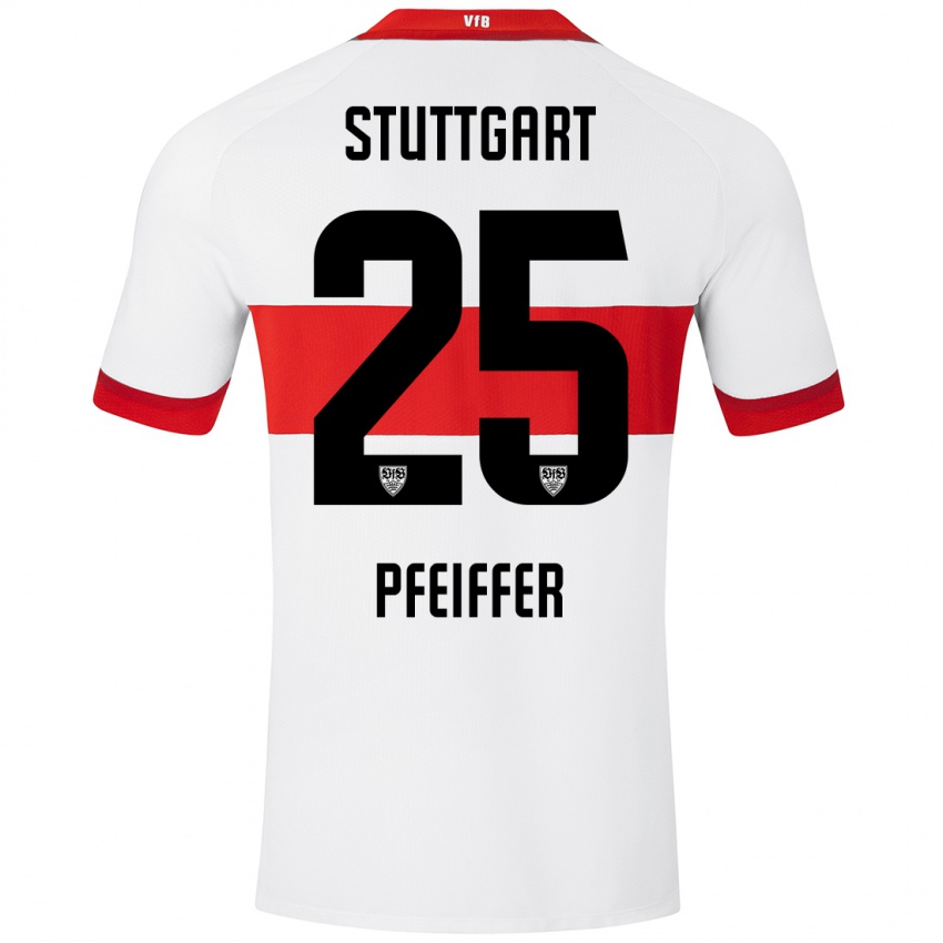 Kinder Luca Pfeiffer #25 Weiß Rot Heimtrikot Trikot 2024/25 T-Shirt Schweiz