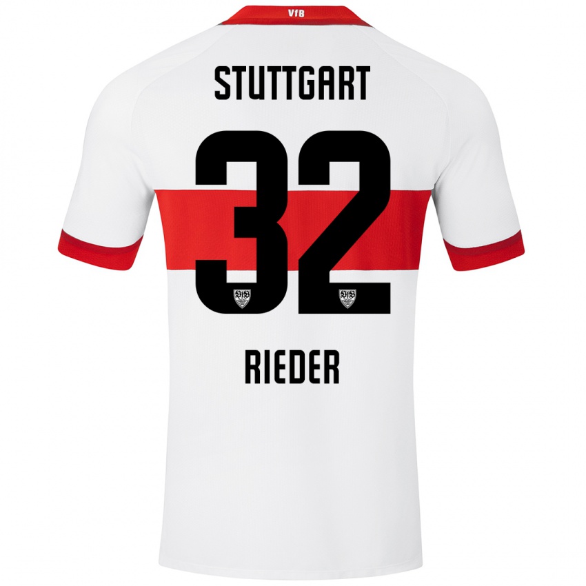 Kinder Fabian Rieder #32 Weiß Rot Heimtrikot Trikot 2024/25 T-Shirt Schweiz