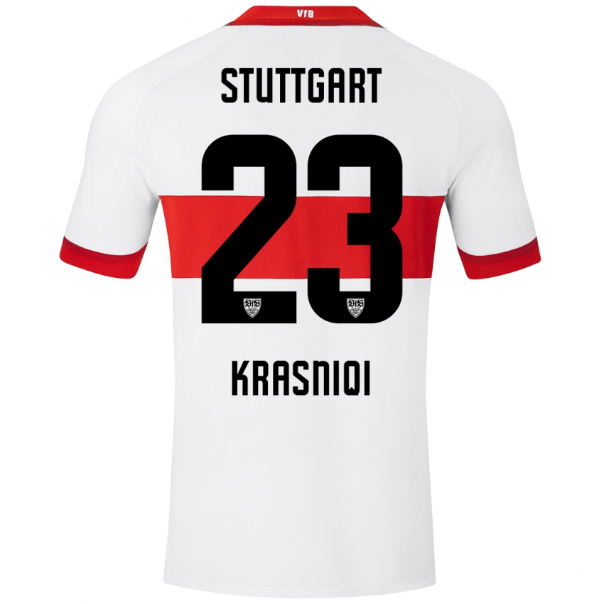 Kinder Elton Krasniqi #23 Weiß Rot Heimtrikot Trikot 2024/25 T-Shirt Schweiz