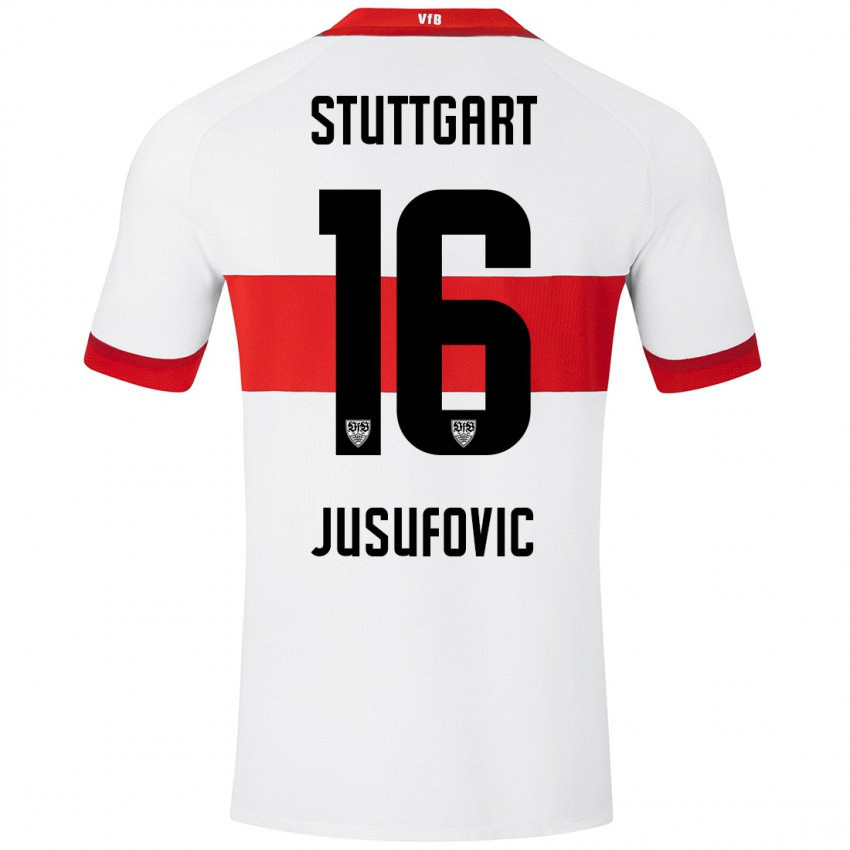 Kinder Farah Jusufović #16 Weiß Rot Heimtrikot Trikot 2024/25 T-Shirt Schweiz