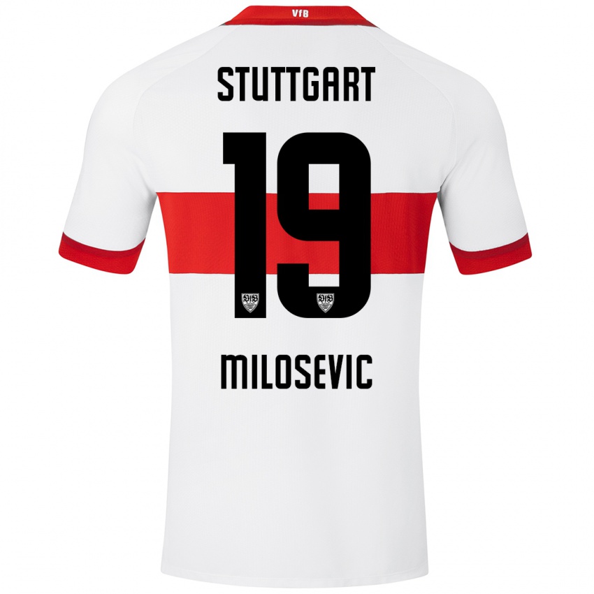 Kinder Jovan Milosevic #19 Weiß Rot Heimtrikot Trikot 2024/25 T-Shirt Schweiz