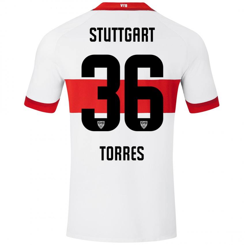 Kinder Yohann Torres #36 Weiß Rot Heimtrikot Trikot 2024/25 T-Shirt Schweiz