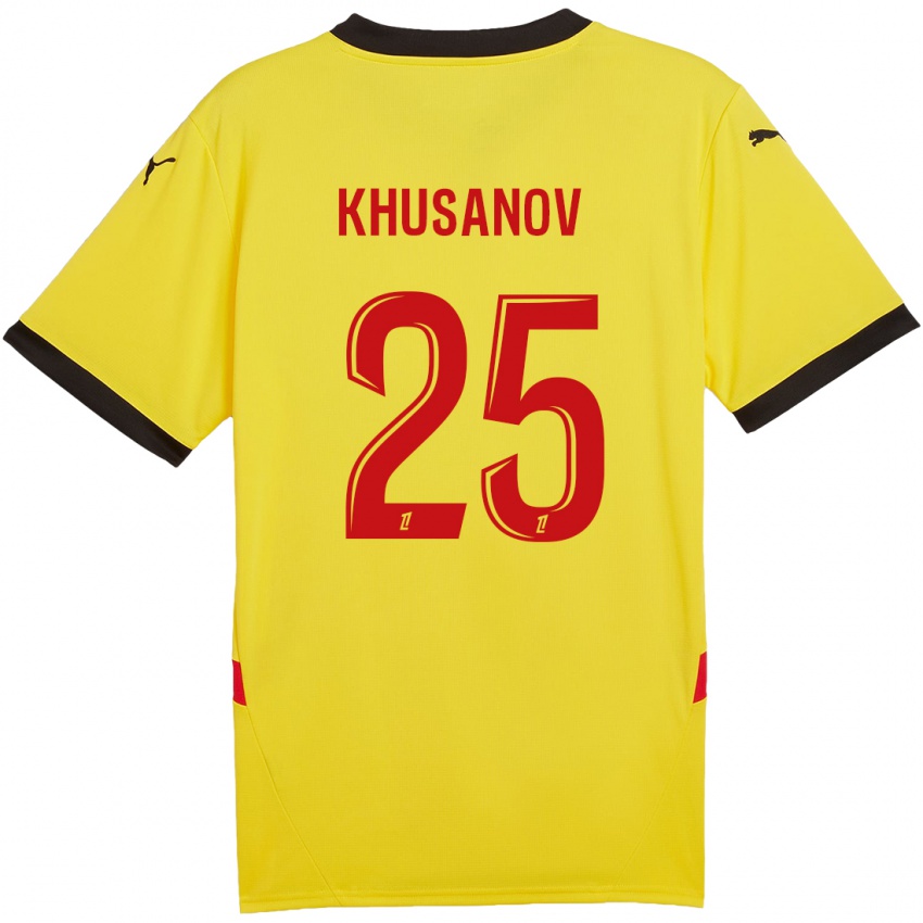 Kinder Abdukodir Khusanov #25 Gelb Rot Heimtrikot Trikot 2024/25 T-Shirt Schweiz