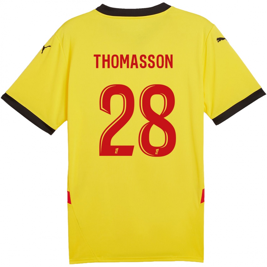 Kinder Adrien Thomasson #28 Gelb Rot Heimtrikot Trikot 2024/25 T-Shirt Schweiz