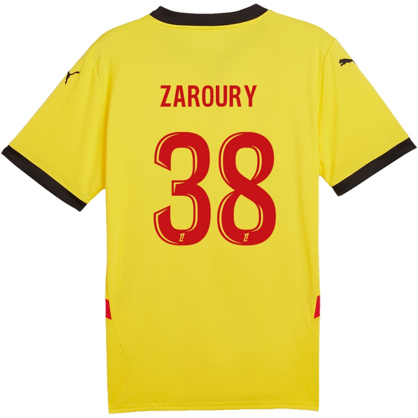 Kinder Anass Zaroury #38 Gelb Rot Heimtrikot Trikot 2024/25 T-Shirt Schweiz