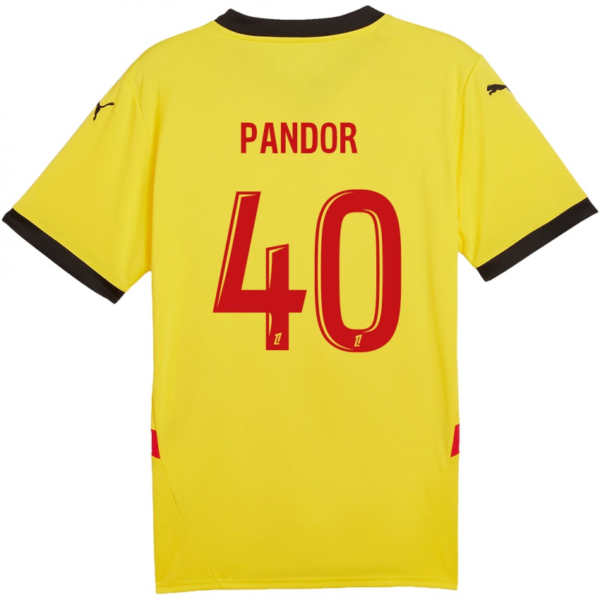 Kinder Yannick Pandor #40 Gelb Rot Heimtrikot Trikot 2024/25 T-Shirt Schweiz