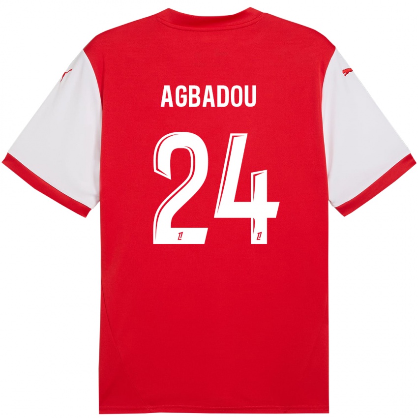 Enfant Maillot Emmanuel Agbadou #24 Rouge Blanc Tenues Domicile 2024/25 T-Shirt Suisse