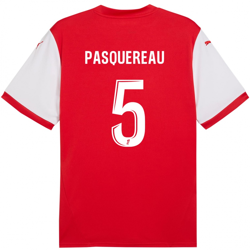 Kinder Julie Pasquereau #5 Rot Weiß Heimtrikot Trikot 2024/25 T-Shirt Schweiz