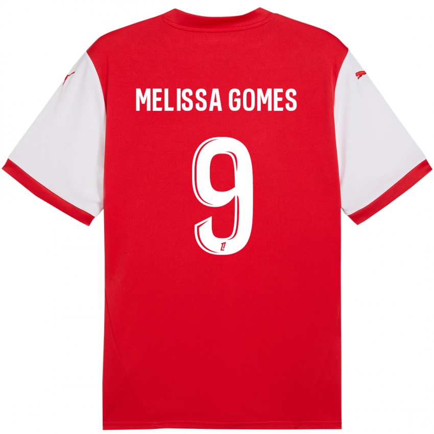 Enfant Maillot Melissa Ferreira Gomes #9 Rouge Blanc Tenues Domicile 2024/25 T-Shirt Suisse