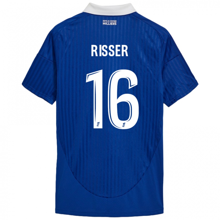 Kinder Robin Risser #16 Blau Weiß Heimtrikot Trikot 2024/25 T-Shirt Schweiz