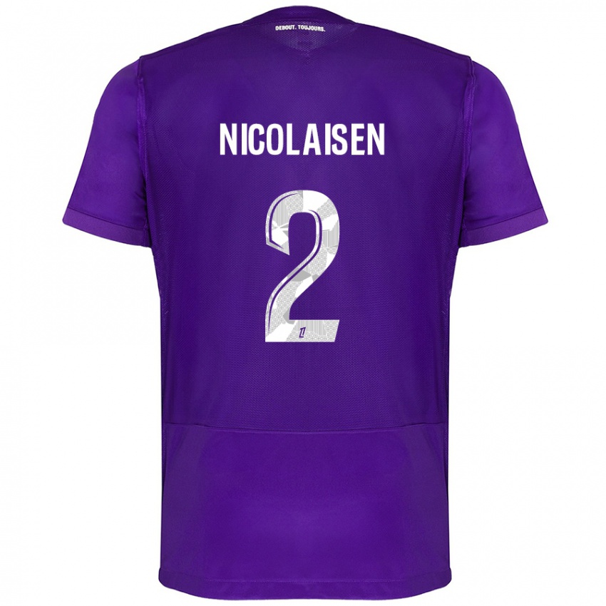 Kinder Rasmus Nicolaisen #2 Violett Weiß Heimtrikot Trikot 2024/25 T-Shirt Schweiz