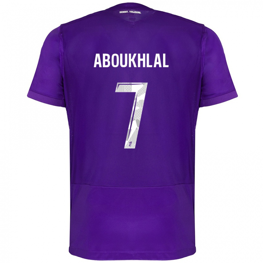 Kinder Zakaria Aboukhlal #7 Violett Weiß Heimtrikot Trikot 2024/25 T-Shirt Schweiz