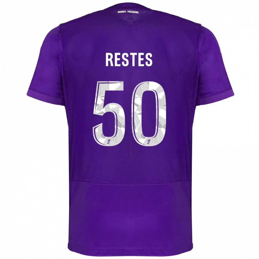 Kinder Guillaume Restes #50 Violett Weiß Heimtrikot Trikot 2024/25 T-Shirt Schweiz