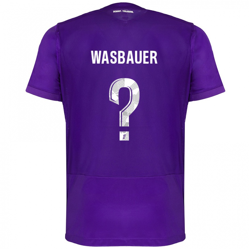 Kinder Nicolas Wasbauer #0 Violett Weiß Heimtrikot Trikot 2024/25 T-Shirt Schweiz