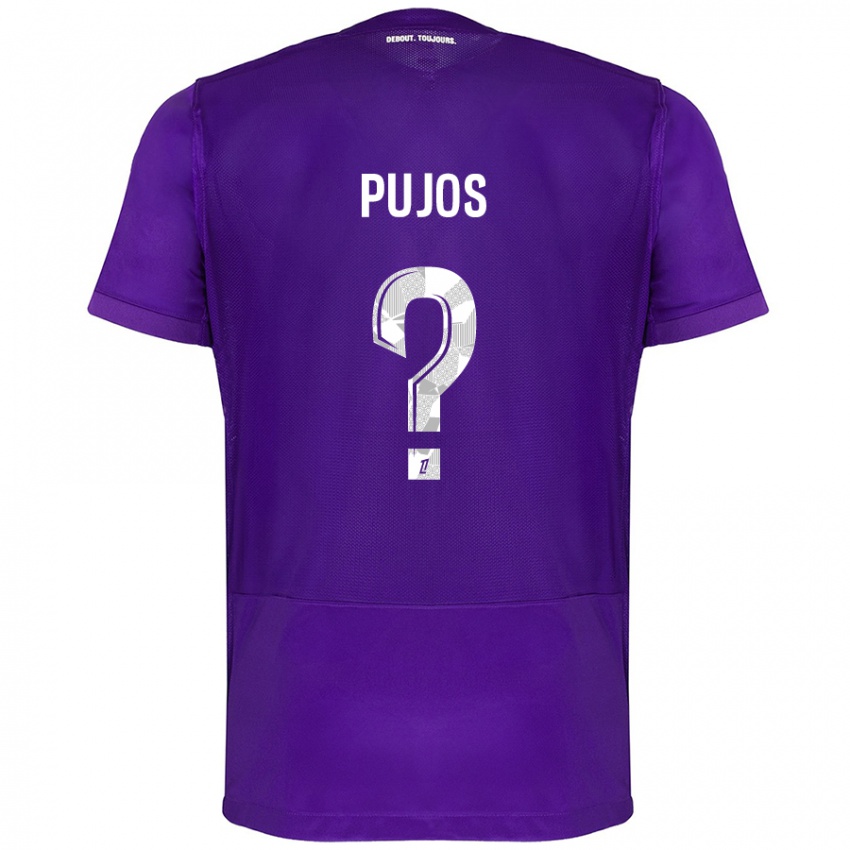 Enfant Maillot Clément Pujos #0 Violet Blanc Tenues Domicile 2024/25 T-Shirt Suisse