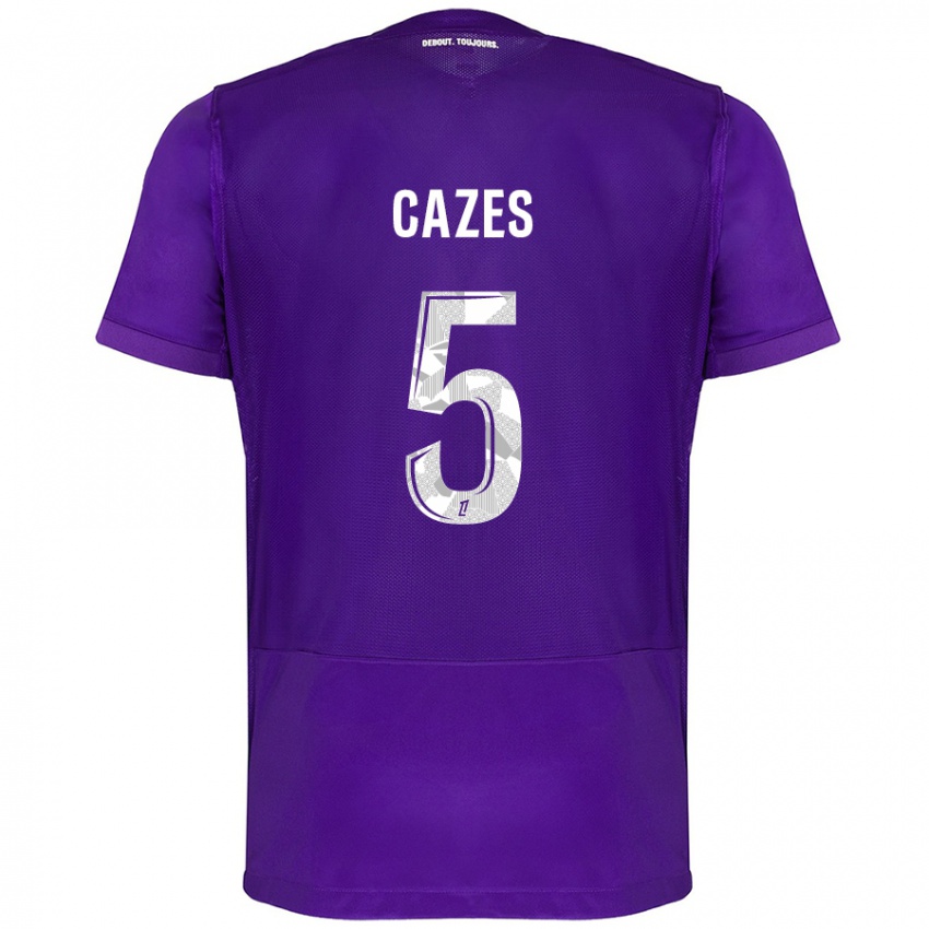 Kinder Manon Cazes #5 Violett Weiß Heimtrikot Trikot 2024/25 T-Shirt Schweiz