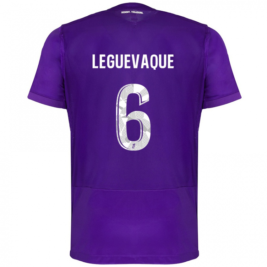 Enfant Maillot Laurie Leguevaque #6 Violet Blanc Tenues Domicile 2024/25 T-Shirt Suisse