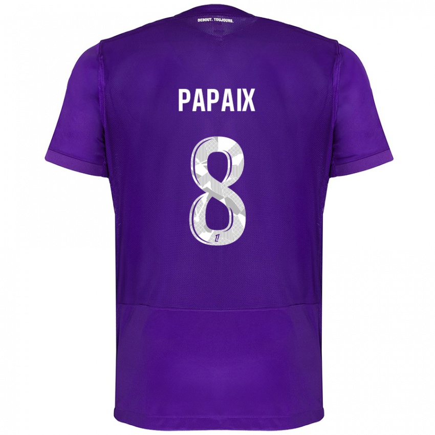 Enfant Maillot Pauline Papaix #8 Violet Blanc Tenues Domicile 2024/25 T-Shirt Suisse