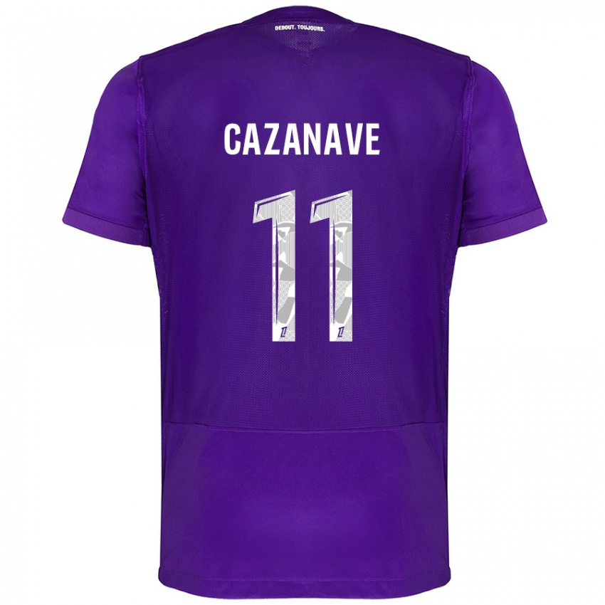 Enfant Maillot Julie Cazanave #11 Violet Blanc Tenues Domicile 2024/25 T-Shirt Suisse