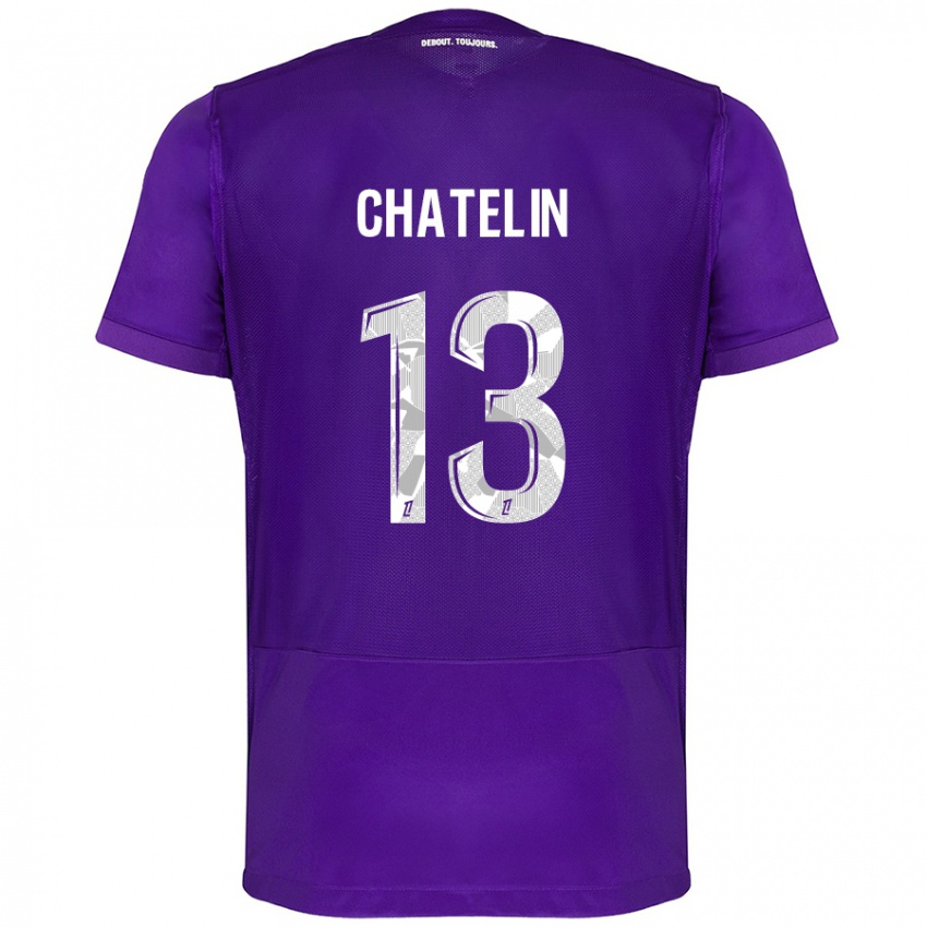 Kinder Delphin Chatelin #13 Violett Weiß Heimtrikot Trikot 2024/25 T-Shirt Schweiz