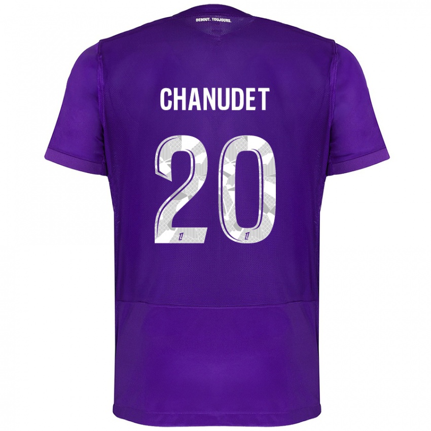 Enfant Maillot Coralie Chanudet #20 Violet Blanc Tenues Domicile 2024/25 T-Shirt Suisse