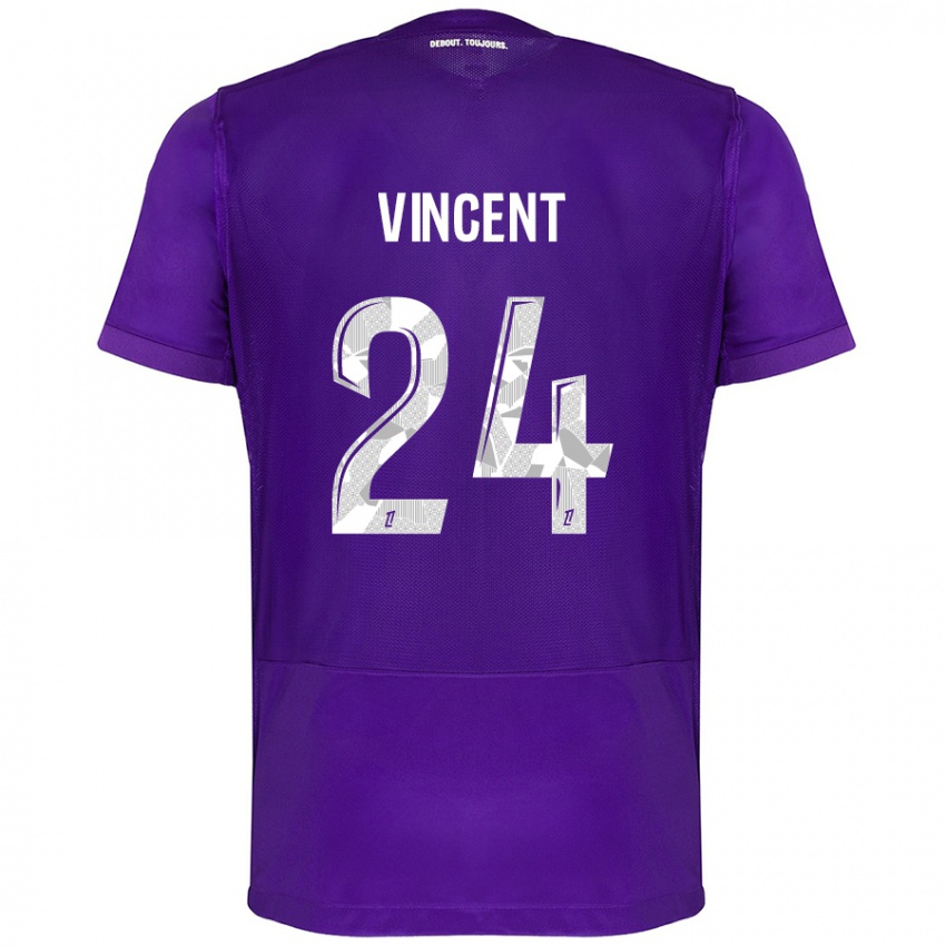 Kinder Magalie Vincent #24 Violett Weiß Heimtrikot Trikot 2024/25 T-Shirt Schweiz