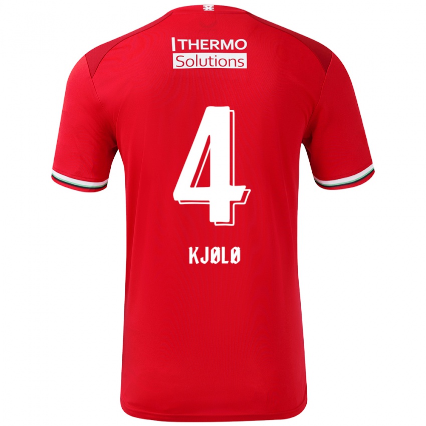 Kinder Mathias Kjølø #4 Rot Weiß Heimtrikot Trikot 2024/25 T-Shirt Schweiz