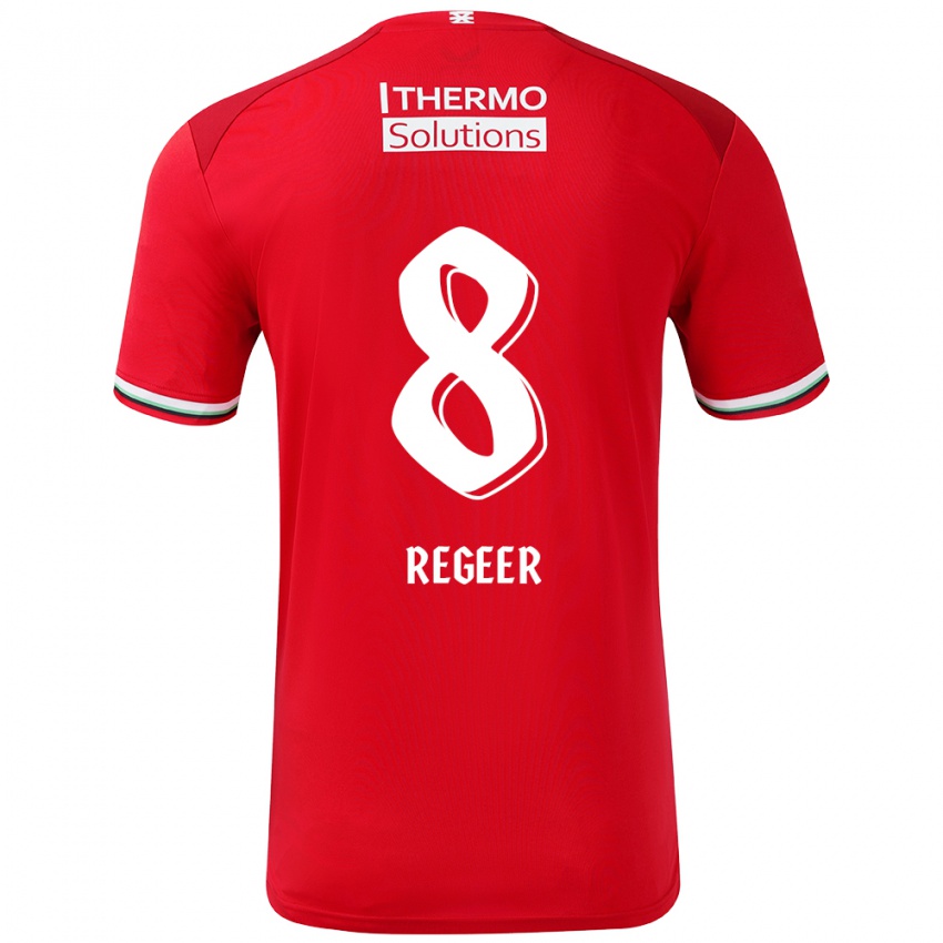 Kinder Youri Regeer #8 Rot Weiß Heimtrikot Trikot 2024/25 T-Shirt Schweiz