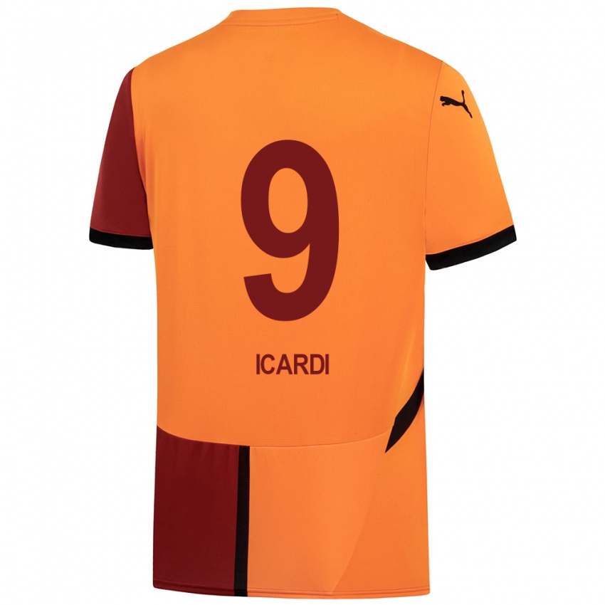 Kinder Mauro Icardi #9 Gelb Rot Heimtrikot Trikot 2024/25 T-Shirt Schweiz