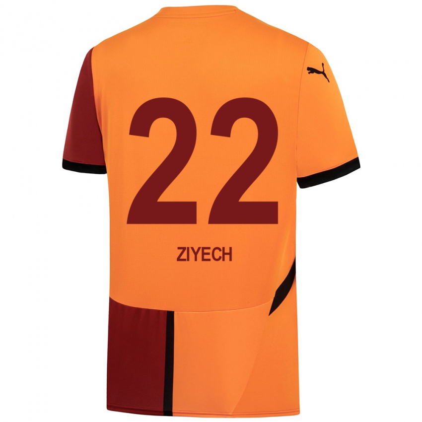 Kinder Hakim Ziyech #22 Gelb Rot Heimtrikot Trikot 2024/25 T-Shirt Schweiz