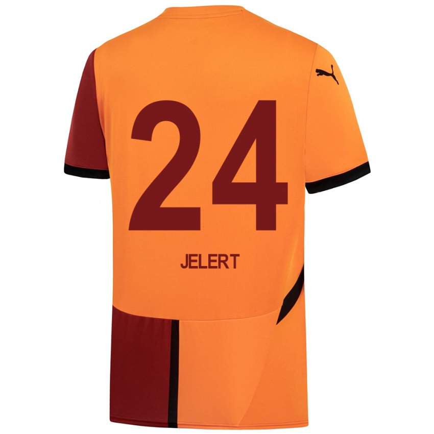 Kinder Elias Jelert #24 Gelb Rot Heimtrikot Trikot 2024/25 T-Shirt Schweiz