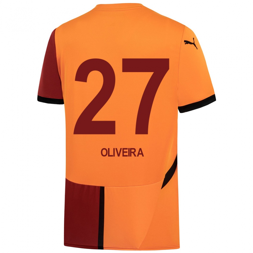 Kinder Sergio Oliveira #27 Gelb Rot Heimtrikot Trikot 2024/25 T-Shirt Schweiz