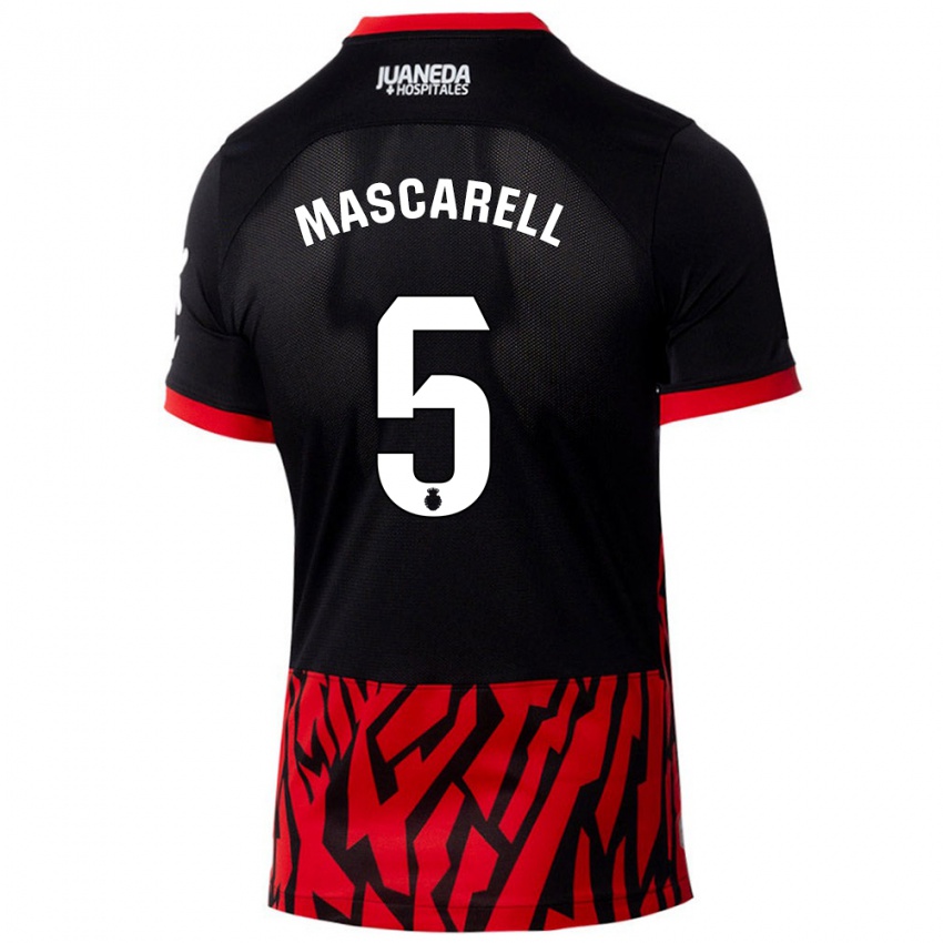 Enfant Maillot Omar Mascarell #5 Noir Rouge Tenues Domicile 2024/25 T-Shirt Suisse