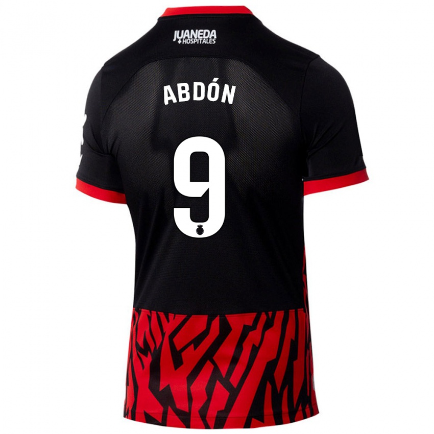 Enfant Maillot Abdón Prats #9 Noir Rouge Tenues Domicile 2024/25 T-Shirt Suisse