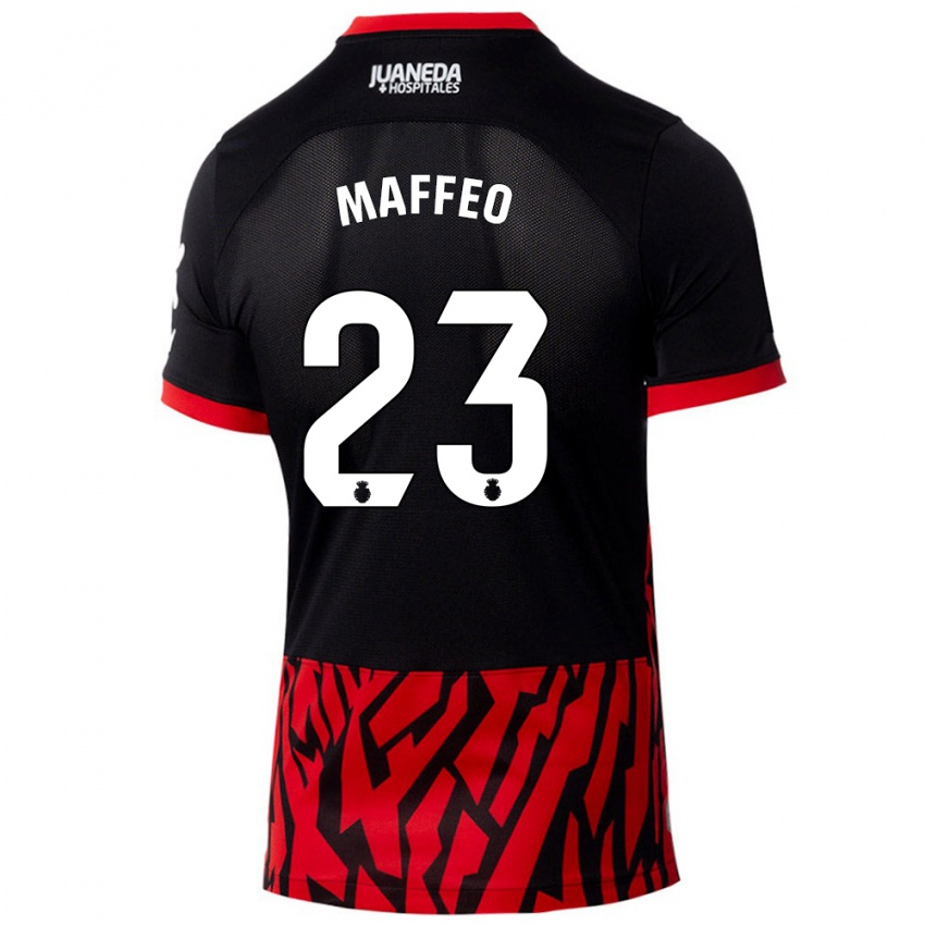 Kinder Pablo Maffeo #23 Schwarz Rot Heimtrikot Trikot 2024/25 T-Shirt Schweiz