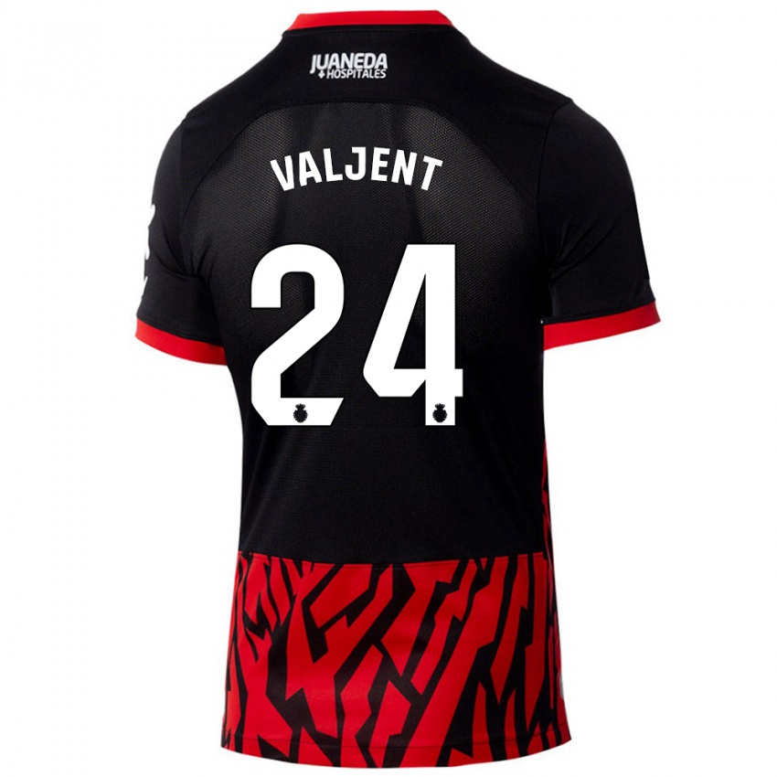 Kinder Martin Valjent #24 Schwarz Rot Heimtrikot Trikot 2024/25 T-Shirt Schweiz