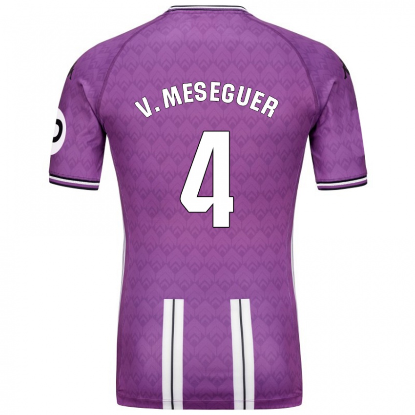 Enfant Maillot Víctor Meseguer #4 Violet Blanc Tenues Domicile 2024/25 T-Shirt Suisse