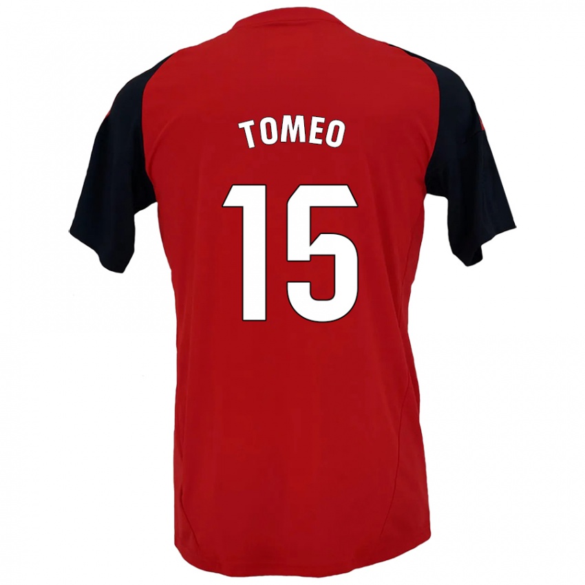 Kinder Pablo Tomeo #15 Rot Schwarz Heimtrikot Trikot 2024/25 T-Shirt Schweiz