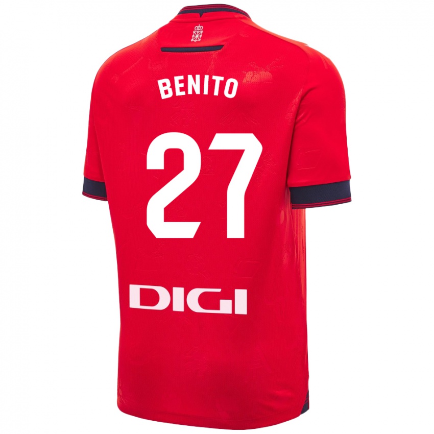 Enfant Maillot Iker Benito #27 Rouge Blanc Tenues Domicile 2024/25 T-Shirt Suisse