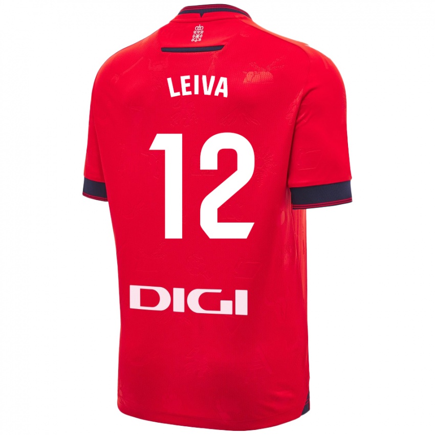 Enfant Maillot Álvaro Leiva #12 Rouge Blanc Tenues Domicile 2024/25 T-Shirt Suisse