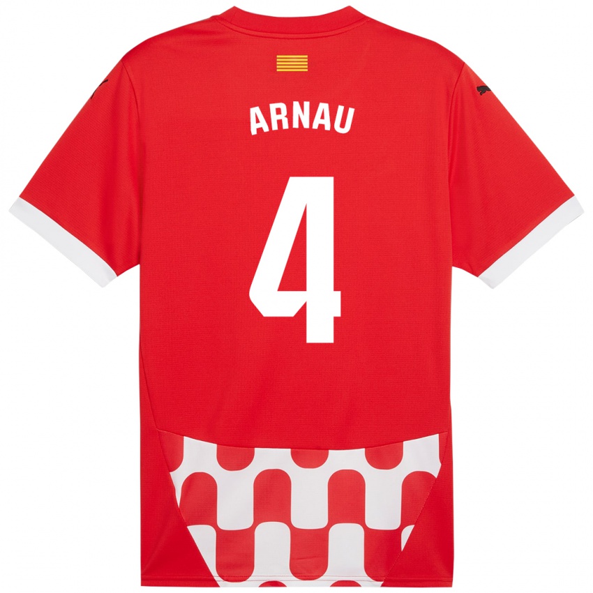 Enfant Maillot Arnau Martínez #4 Rouge Blanc Tenues Domicile 2024/25 T-Shirt Suisse