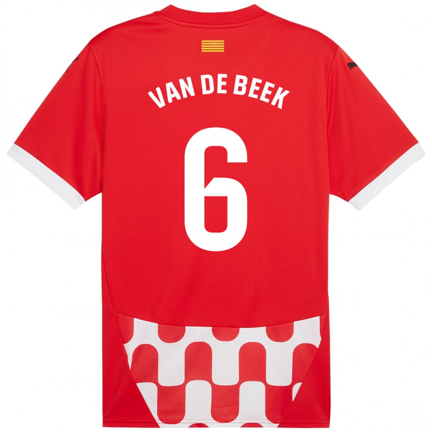 Kinder Donny Van De Beek #6 Rot Weiß Heimtrikot Trikot 2024/25 T-Shirt Schweiz