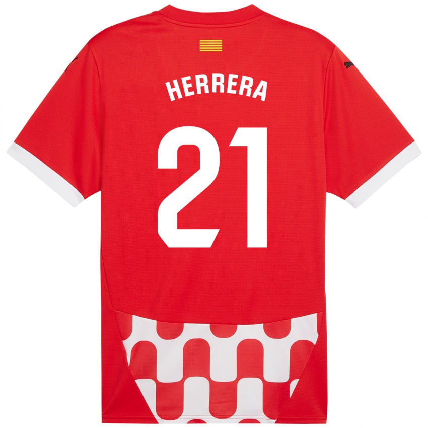 Enfant Maillot Yangel Herrera #21 Rouge Blanc Tenues Domicile 2024/25 T-Shirt Suisse