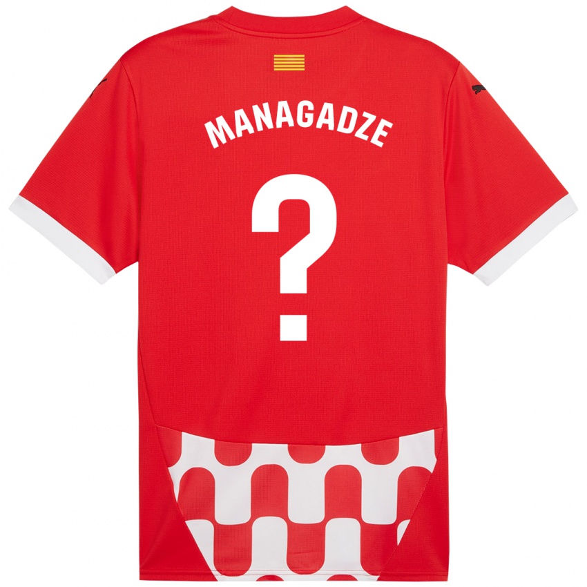 Enfant Maillot Luka Managadze #0 Rouge Blanc Tenues Domicile 2024/25 T-Shirt Suisse